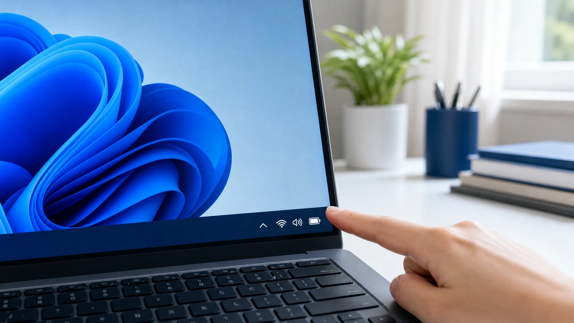 Minh họa kiểm tra biểu tượng mạng trên máy tính Windows